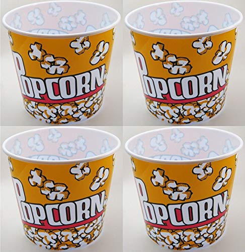 Popcorn Serving Tub 7.5" X 7.5"- Set of 4 Plastic Bowls