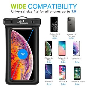 MoKo Floating Waterproof Phone Pouch Holder, Floatable Phone Case Dry Bag with Lanyard Armband Compatible with iPhone 14 13 12 11 Pro Max X/Xr/Xs Max,8/7/SE 3,Samsung S21/S10/S9/S8, Black