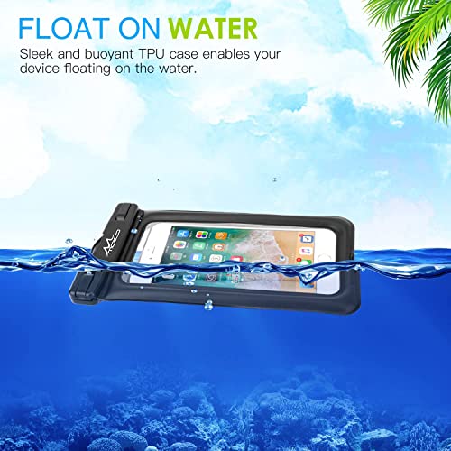 MoKo Floating Waterproof Phone Pouch Holder, Floatable Phone Case Dry Bag with Lanyard Armband Compatible with iPhone 14 13 12 11 Pro Max X/Xr/Xs Max,8/7/SE 3,Samsung S21/S10/S9/S8, Black