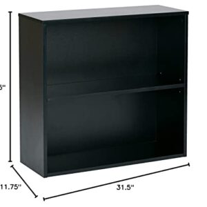 OSP Designs Prado 2 Shelf Bookcase, 30-Inch, Black