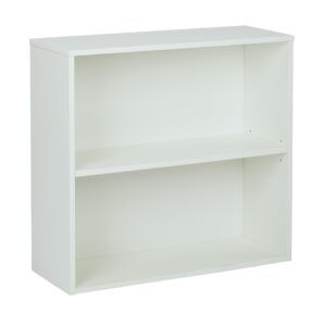 osp designs prado 2 shelf bookcase, white laminate finish