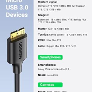 UGREEN Micro USB 3.0 Cable USB 3.0 Type A Male to Micro B Cord Compatible with Samsung Galaxy S5 Note 3 Camera Hard Drive and More 1.5ft