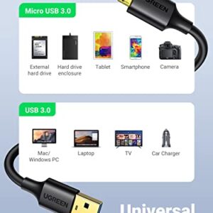 UGREEN Micro USB 3.0 Cable USB 3.0 Type A Male to Micro B Cord Compatible with Samsung Galaxy S5 Note 3 Camera Hard Drive and More 1.5ft