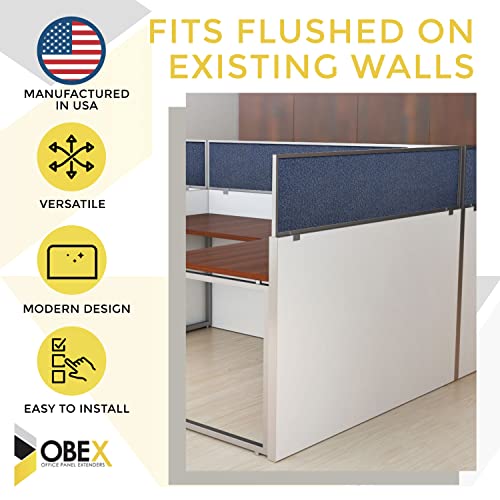 OBEX Acoustical Cubicle Privacy Screen Extender Desk Panel & Office Divider, Add Separation & Block Noise, 18" X 60", Graphite