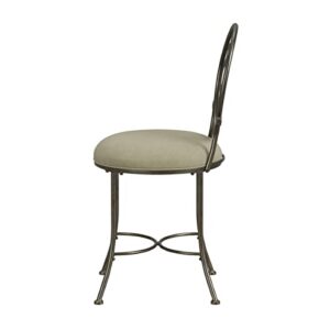 Hillsdale Furniture Marsala Vanity Stool, Gray with Brown highlighting with Cream Fabric