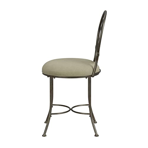 Hillsdale Furniture Marsala Vanity Stool, Gray with Brown highlighting with Cream Fabric