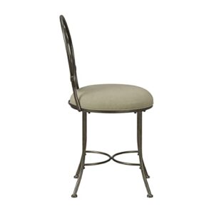 Hillsdale Furniture Marsala Vanity Stool, Gray with Brown highlighting with Cream Fabric