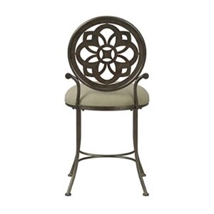 Hillsdale Furniture Marsala Vanity Stool, Gray with Brown highlighting with Cream Fabric