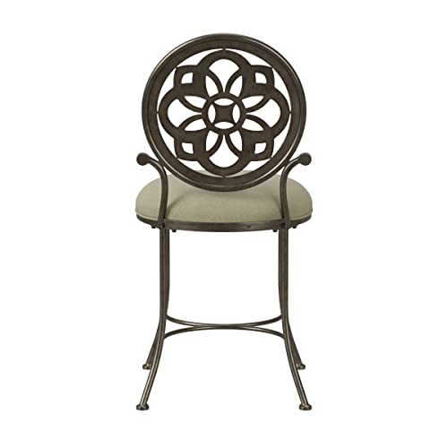 Hillsdale Furniture Marsala Vanity Stool, Gray with Brown highlighting with Cream Fabric