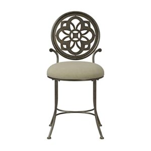 Hillsdale Furniture Marsala Vanity Stool, Gray with Brown highlighting with Cream Fabric