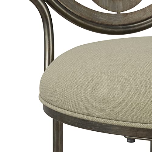 Hillsdale Furniture Marsala Vanity Stool, Gray with Brown highlighting with Cream Fabric