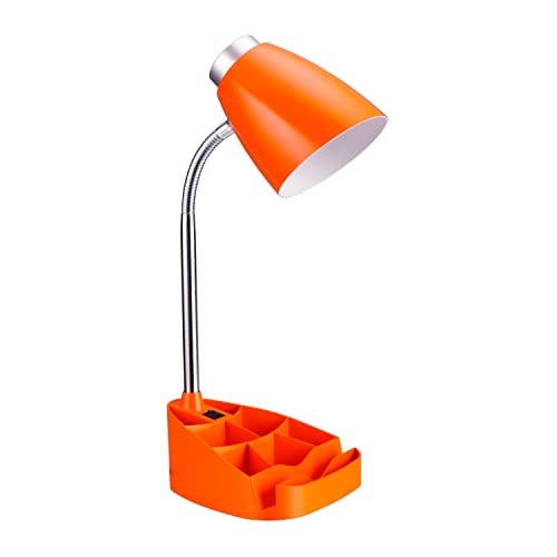 Limelights LD1002-ORG Gooseneck Organizer iPad Stand or Book Holder Desk Lamp, Orange 6.5 x 6.5 x 18.5