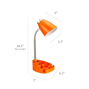 Limelights LD1002-ORG Gooseneck Organizer iPad Stand or Book Holder Desk Lamp, Orange 6.5 x 6.5 x 18.5