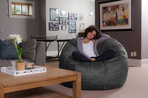 Sofa Sack - Plush Ultra Soft Bean Bags Chairs for Kids, Teens, Adults - Memory Foam Beanless Bag Chair with Microsuede Cover - Foam Filled Furniture for Dorm Room - Charcoal 5' (AMZBB-5SK-CS03)