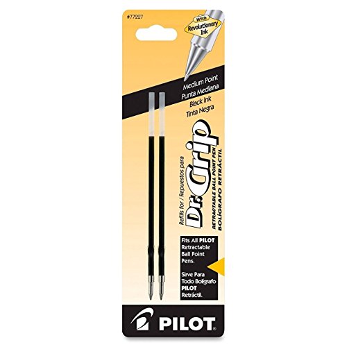 Pilot Better/EasyTouch/Dr Grip Retractable Ballpoint Pen Refills, 1.0mm, Medium Point, Black Ink, 3 Packs of 2 Refills