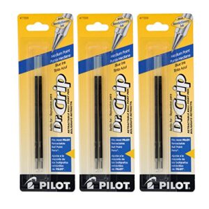 pilot better/easytouch/dr grip retractable ballpoint pen refills, 1.0mm, medium point, blue ink, pack of 3