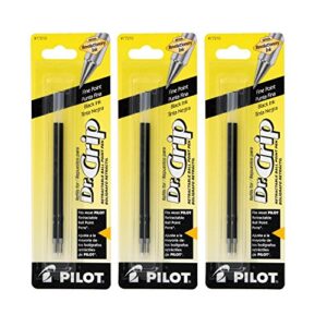 pilot better/easytouch/dr grip retractable ballpoint pen refills, 0.7mm, fine point, black ink, pack of 3