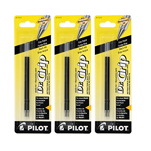 Pilot Better/EasyTouch/Dr Grip Retractable Ballpoint Pen Refills, 0.7mm, Fine Point, Black Ink, Pack of 3