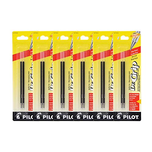 Pilot Better/EasyTouch/Dr Grip Retractable Ballpoint Pen Refills, 0.7mm, Fine Point, Blue Ink, 6 Packs of 2