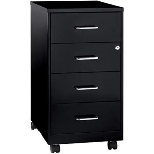 lorell 18" deep 4 drawer mobile metal organizer, craft and office cabinet, black