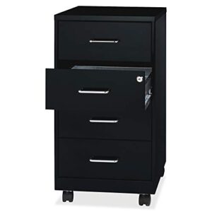 Lorell 18" Deep 4 Drawer Mobile Metal Organizer, Craft and Office Cabinet, Black