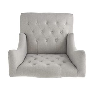 Great Deal Furniture Clarice Tall Wingback Tufted Fabric Accent Chair, Vintage Club Seat for Living Room (Silver)