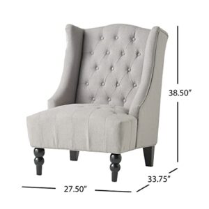 Great Deal Furniture Clarice Tall Wingback Tufted Fabric Accent Chair, Vintage Club Seat for Living Room (Silver)