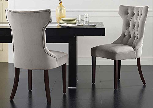 DHP Clairborne Tufted Dining Chair (2 Pack), Wood, Taupe / Espresso