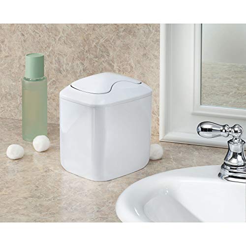 iDesign Una Vanity Countertop Wastebasket Trash Can - White