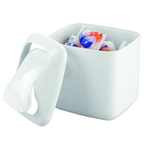 iDesign Una Vanity Countertop Wastebasket Trash Can - White