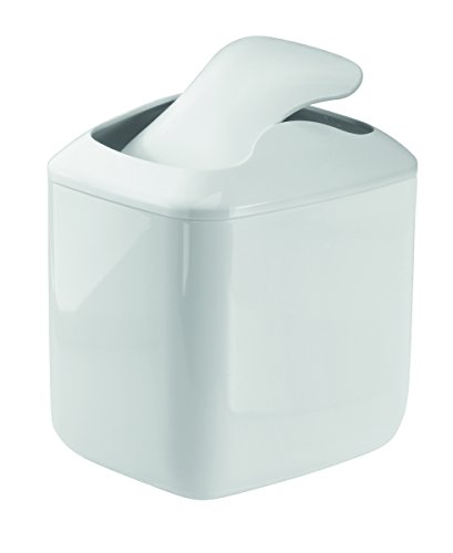 iDesign Una Vanity Countertop Wastebasket Trash Can - White