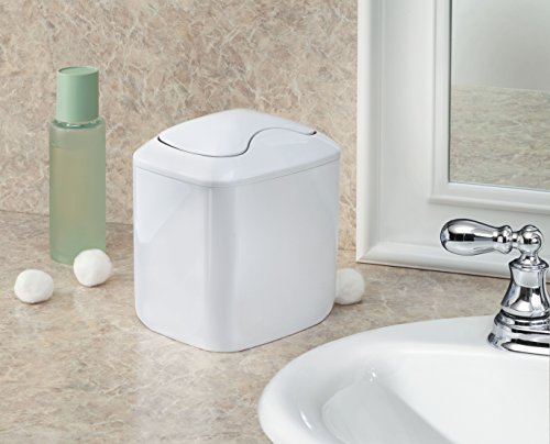 iDesign Una Vanity Countertop Wastebasket Trash Can - White