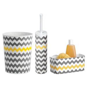 InterDesign Una Bathroom Suction Shower Basket, Gray/Yellow Chevron