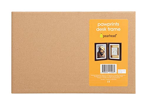 Pearhead Dog or Cat Pawprint Tabletop Photo Frame With Clay Imprint Kit, Tabletop Pet Keepsake Picture Frame, Paw Print Making Kit Included, 4" x 6" Photo Insert, Espresso