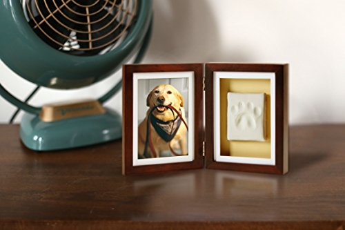 Pearhead Dog or Cat Pawprint Tabletop Photo Frame With Clay Imprint Kit, Tabletop Pet Keepsake Picture Frame, Paw Print Making Kit Included, 4" x 6" Photo Insert, Espresso