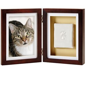 Pearhead Dog or Cat Pawprint Tabletop Photo Frame With Clay Imprint Kit, Tabletop Pet Keepsake Picture Frame, Paw Print Making Kit Included, 4" x 6" Photo Insert, Espresso