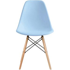 2xhome rayleg natural wood base, dining side chair, blue