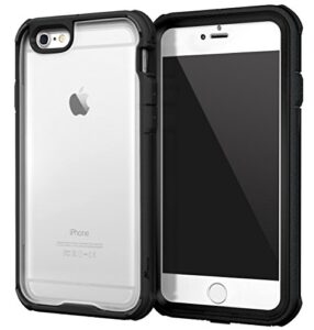 iphone 6s case, roocase [glacier tough] iphone 6 (4.7) hybrid scratch resistant clear pc / tpu armor full body protection case cover with built-in screen protector for apple iphone 6 / 6s (2015), granite black