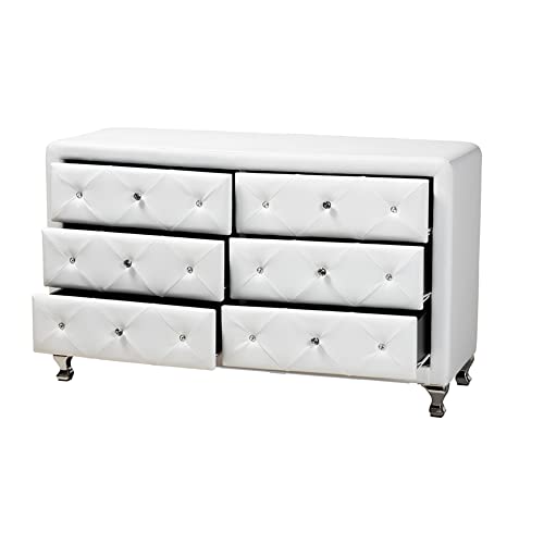 Baxton Studio BBT2030-Dresser-White Storage-chests, 21.6" x 51.75" x 18", White