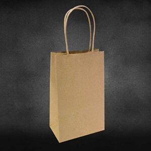 5.25"x3.25"x8" - 100 pcs - brown kraft paper bags, shopping, mechandise, party, gift bags