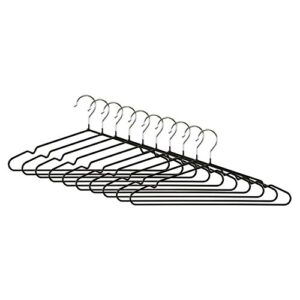 home basics chrome hangers, pvc coated, non-slip garment dress shirt coat hanger for closet organizer with notches, (pack of 10), black