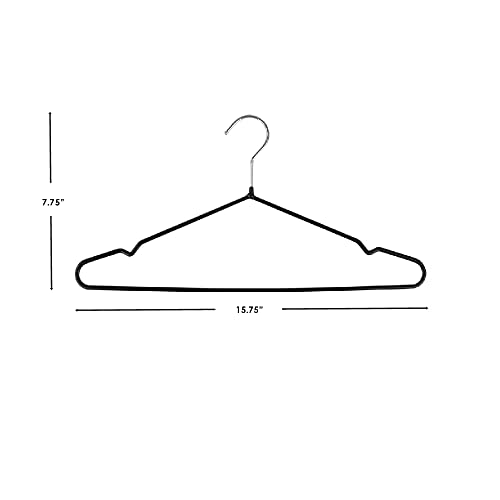 Home Basics Chrome Hangers, PVC Coated, Non-Slip Garment Dress Shirt Coat Hanger for Closet Organizer with Notches, (Pack of 10), Black