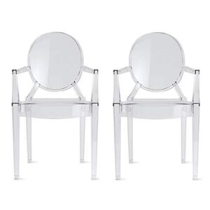 2xhome set of two (2) clear - louis style ghost armchair dining room chair - lounge arm arms armed chairs armchairs accent seat higher fine modern mid century designer