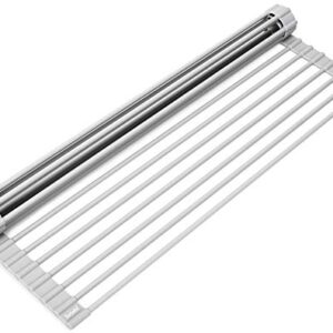 Surpahs Over The Sink Multipurpose Roll-Up Dish Drying Rack (Warm Gray, Large - 20.5" x 13.1")