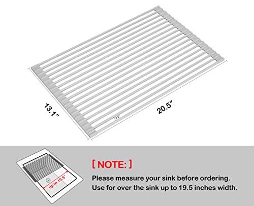 Surpahs Over The Sink Multipurpose Roll-Up Dish Drying Rack (Warm Gray, Large - 20.5" x 13.1")