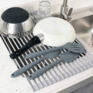 Surpahs Over The Sink Multipurpose Roll-Up Dish Drying Rack (Warm Gray, Large - 20.5" x 13.1")