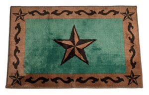 hiend accents western star & scroll motif kitchen & bath rug, 24" x 36, turquoise