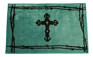 hiend accents turquoise and brown cross print rug 24x36