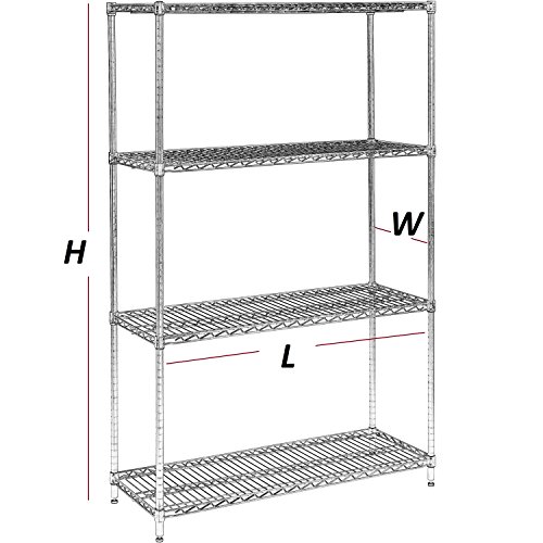 Nexel 18" x 42" x 86", 4 Tier, NSF Listed Adjustable Wire Shelving, Unit Commercial Storage Rack, Silver Epoxy, Leveling feet