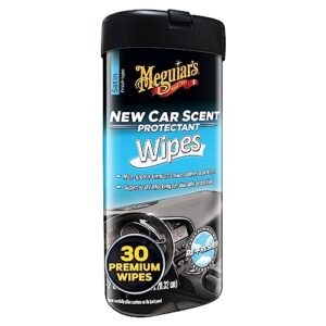 meguiar's new car scent protectant wipes - easy to use car wipes that protect and freshen your car's interior - ideal for car detailing & maintenance - 30 ct